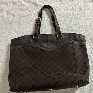 Gucci Chocolate Brown/Black Monogram Tote